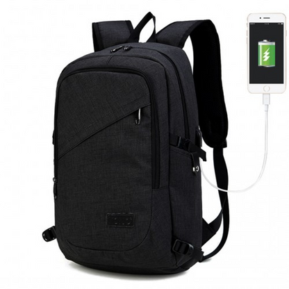 Kono Business Laptop Backpack with USB Charging Port - Black | E6715