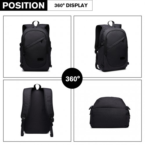 Kono Business Laptop Backpack with USB Charging Port - Black | E6715