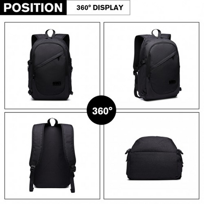 Kono Business Laptop Backpack with USB Charging Port - Black | E6715