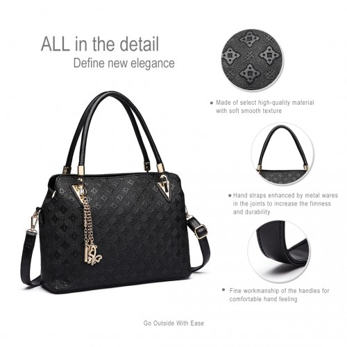 Miss LuLu Fashion PU Leather Handbag Purse 4pcs Set - Black
