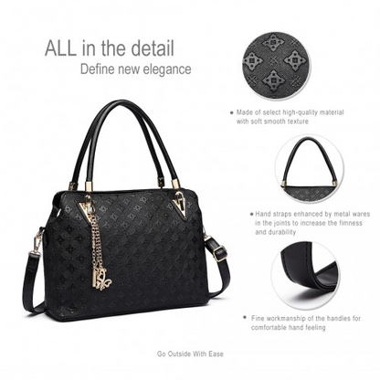 Miss LuLu Fashion PU Leather Handbag Purse 4pcs Set - Black