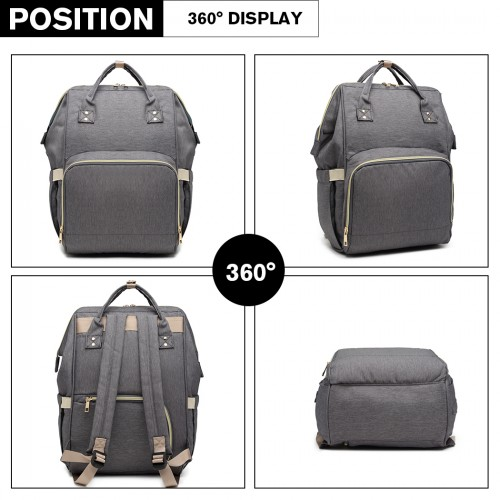 Miss Lulu Multi-Function Baby Diaper Changing Backpack - Grey | Spacious & Stylish