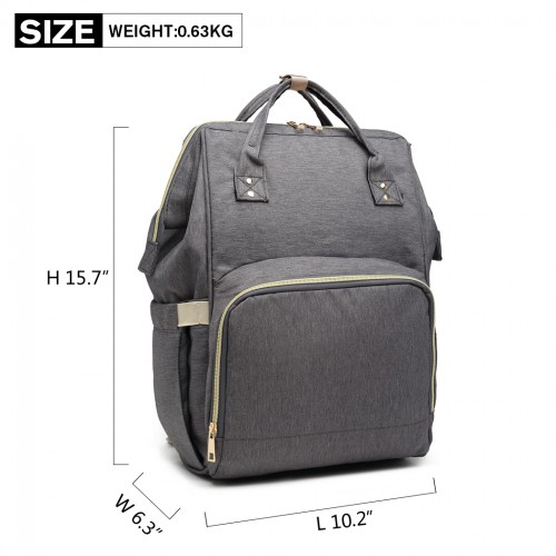 Miss Lulu Multi-Function Baby Diaper Changing Backpack - Grey | Spacious & Stylish
