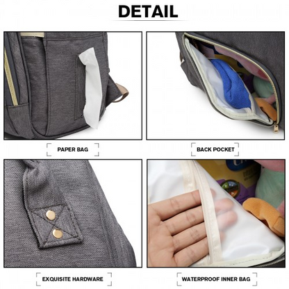 Miss Lulu Multi-Function Baby Diaper Changing Backpack - Grey | Spacious & Stylish