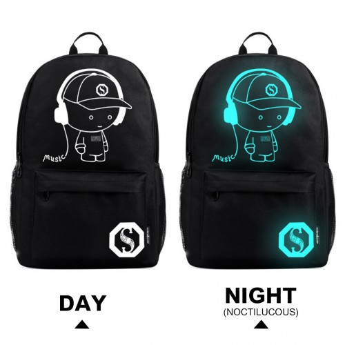 Kono Multi-functional Glow-in-the-Dark Trolley Backpack - Black | Versatile Travel & Commuting Companion