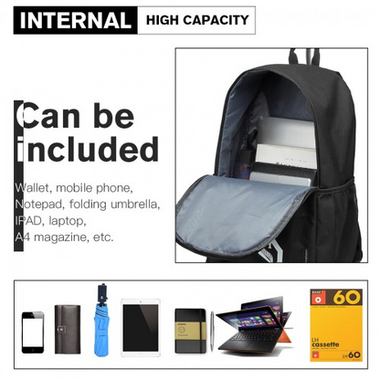 Kono Multi-functional Glow-in-the-Dark Trolley Backpack - Black | Versatile Travel & Commuting Companion