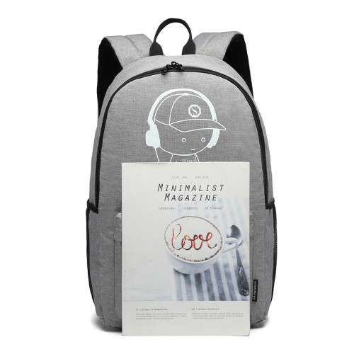 KONO Glow in the Dark Waterproof Backpack - Stylish & Functional Grey Backpack