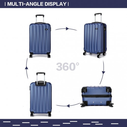 Kono Vertical Stripe Hard Shell Suitcase 19 Inch Navy - Durable & Stylish Luggage