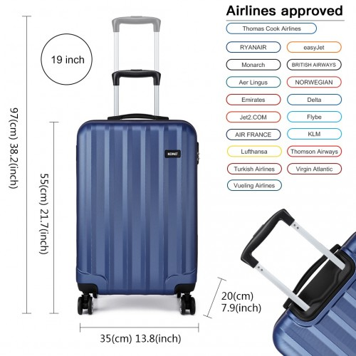 Kono Vertical Stripe Hard Shell Suitcase 19 Inch Navy - Durable & Stylish Luggage