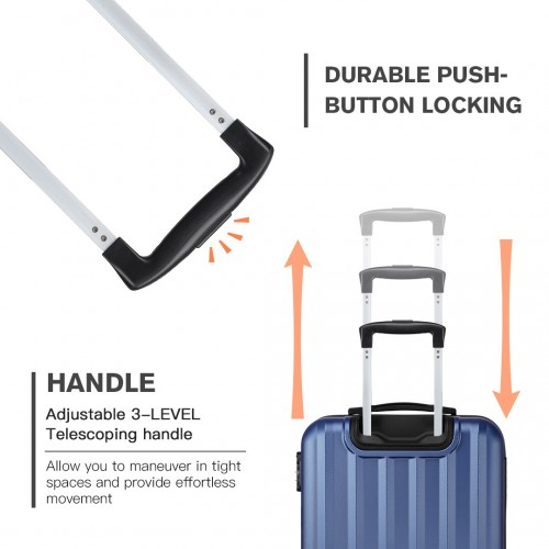 Kono Vertical Stripe Hard Shell Suitcase 19 Inch Navy - Durable & Stylish Luggage