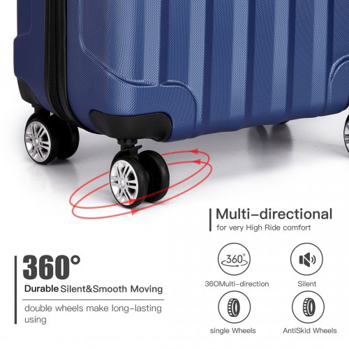 Kono Vertical Stripe Hard Shell Suitcase 19 Inch Navy - Durable & Stylish Luggage