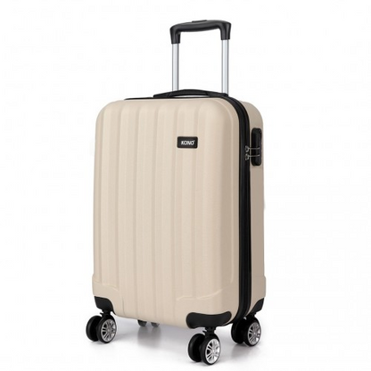 Kono Vertical Stripe Hard Shell Suitcase | 19 Inch Lightweight Luggage - Beige