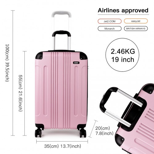 Kono 19 Inch ABS Hard Shell Suitcase Luggage - Lightweight, Durable, and Stylish in Pink