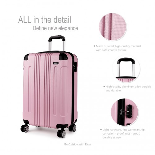 Kono 19 Inch ABS Hard Shell Suitcase Luggage - Lightweight, Durable, and Stylish in Pink