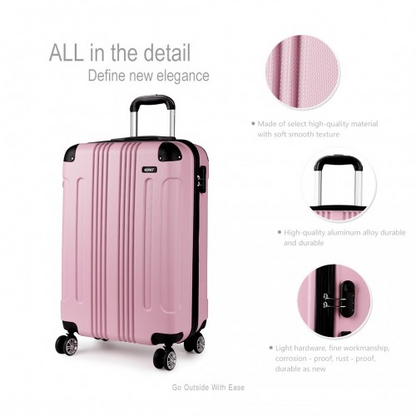 Kono 19 Inch ABS Hard Shell Suitcase Luggage - Lightweight, Durable, and Stylish in Pink