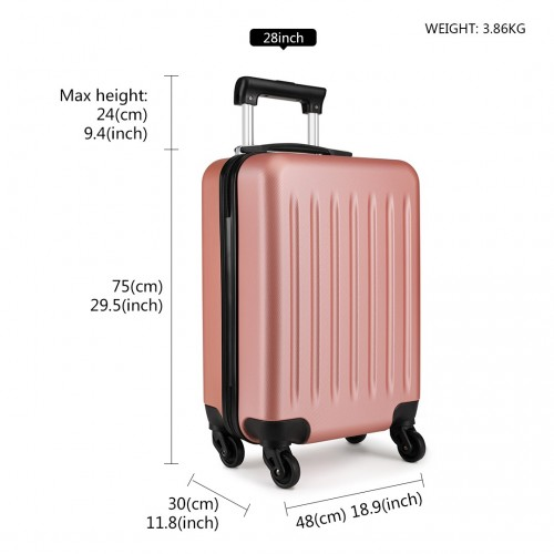 Kono 28 Inch ABS Hard Shell Luggage 4 Wheel Spinner Suitcase - Nude