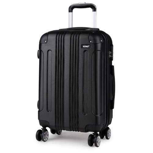 Kono 24 Inch ABS Hard Shell Suitcase Luggage - Lightweight & Durable - Black