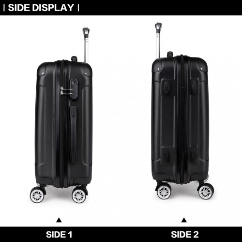 Kono 24 Inch ABS Hard Shell Suitcase Luggage - Lightweight & Durable - Black