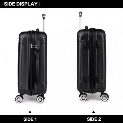 Kono 24 Inch ABS Hard Shell Suitcase Luggage - Lightweight & Durable - Black