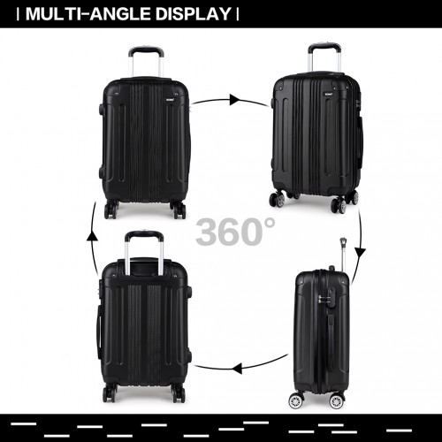 Kono 24 Inch ABS Hard Shell Suitcase Luggage - Lightweight & Durable - Black