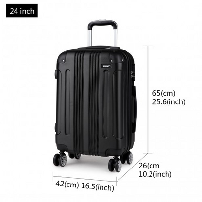 Kono 24 Inch ABS Hard Shell Suitcase Luggage - Lightweight & Durable - Black