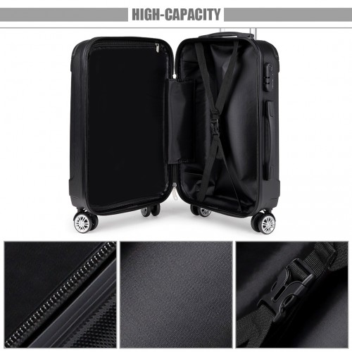 Kono 24 Inch ABS Hard Shell Suitcase Luggage - Lightweight & Durable - Black