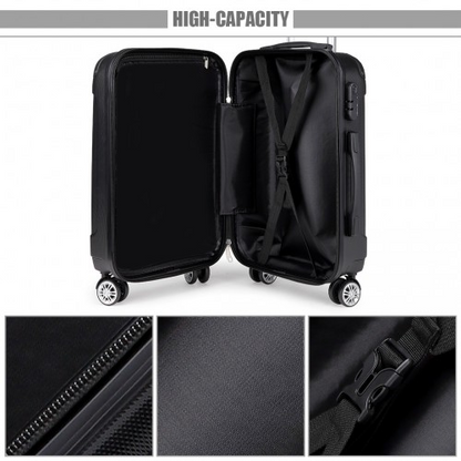 Kono 24 Inch ABS Hard Shell Suitcase Luggage - Lightweight & Durable - Black
