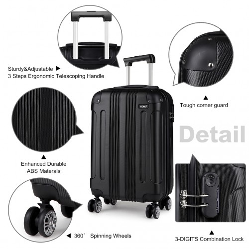 Kono 19 Inch ABS Hard Shell Suitcase Luggage - Black