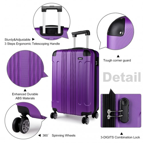 Kono 19 Inch ABS Hard Shell Suitcase Luggage - Purple | Lightweight & Durable