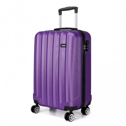 Kono Vertical Stripe Hard Shell Suitcase 19 Inch Luggage - Purple | Lightweight & Durable Travel Companion