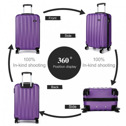 Kono Vertical Stripe Hard Shell Suitcase 19 Inch Luggage - Purple | Lightweight & Durable Travel Companion