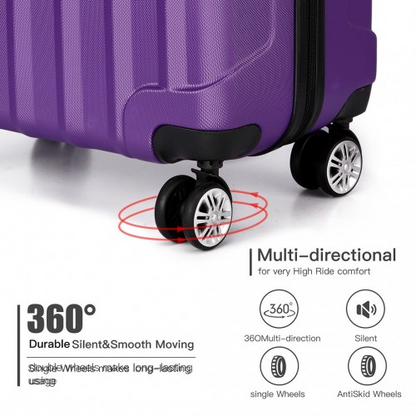Kono Vertical Stripe Hard Shell Suitcase 19 Inch Luggage - Purple | Lightweight & Durable Travel Companion