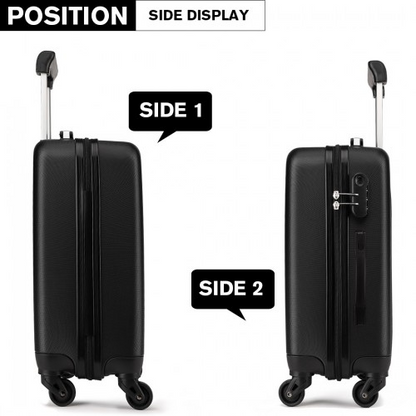 K1872L - Kono 19-24-28 Inch ABS Hard Shell Luggage 4 Wheel Spinner Suitcase Set - Black