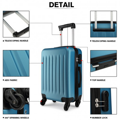K1872L - Kono 28 Inch ABS Hard Shell Luggage 4 Wheel Spinner Suitcase - Navy