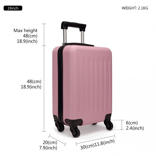 Kono 19 Inch ABS Hard Shell Carry On Luggage - Pink | Lightweight & Durable