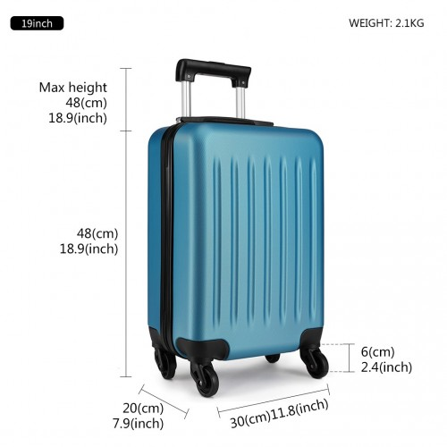 Kono 19 Inch ABS Hard Shell Carry-On Luggage 4 Wheel Spinner Suitcase - Navy