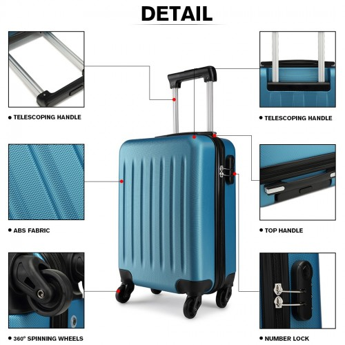Kono 19 Inch ABS Hard Shell Carry-On Luggage 4 Wheel Spinner Suitcase - Navy