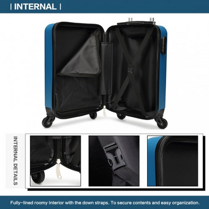 Kono 19 Inch ABS Hard Shell Carry-On Luggage 4 Wheel Spinner Suitcase - Navy
