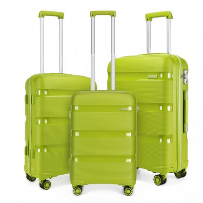 K2092L - Kono Bright Hard Shell PP Suitcase 3 Pieces Set - Classic Collection - Green
