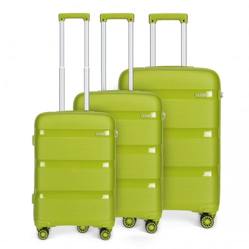 K2092L - Kono Bright Hard Shell PP Suitcase 3 Pieces Set - Classic Collection - Green