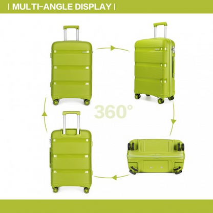 K2092L - Kono Bright Hard Shell PP Suitcase 3 Pieces Set - Classic Collection - Green