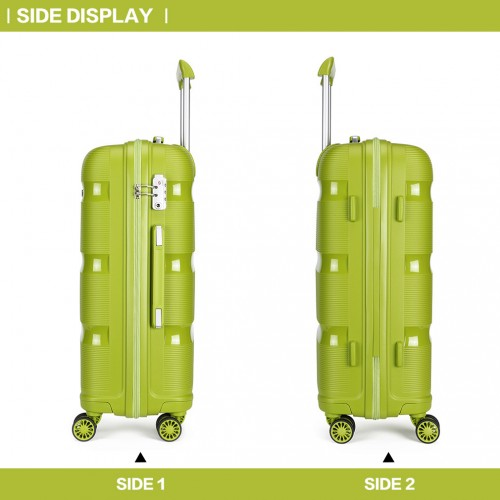 K2092L - Kono 28 Inch Bright Hard Shell PP Suitcase - Classic Collection - Green