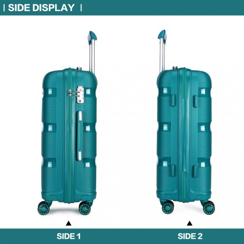 K2092L - Kono 28 Inch Bright Hard Shell PP Suitcase - Classic Collection - Blue/Green