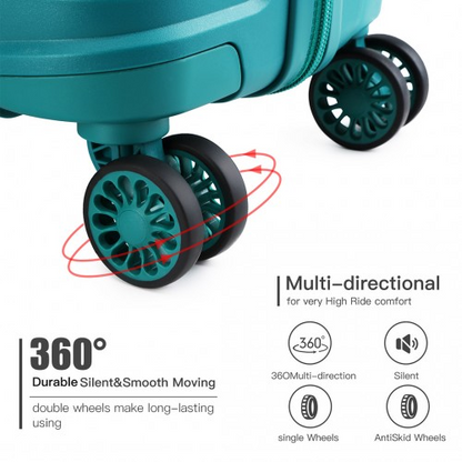 K2092L - Kono 28 Inch Bright Hard Shell PP Suitcase - Classic Collection - Blue/Green