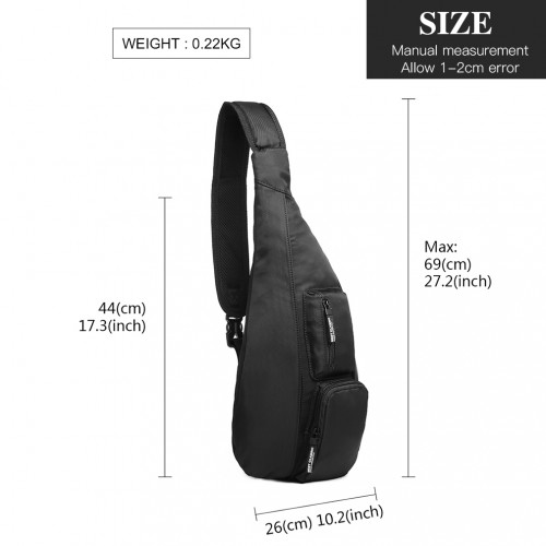 Miss Lulu Casual Single Strap Sling Backpack - Black | Lightweight & Durable