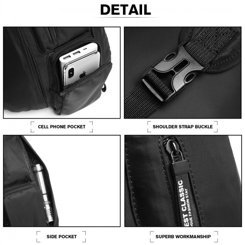 Miss Lulu Casual Single Strap Sling Backpack - Black | Lightweight & Durable