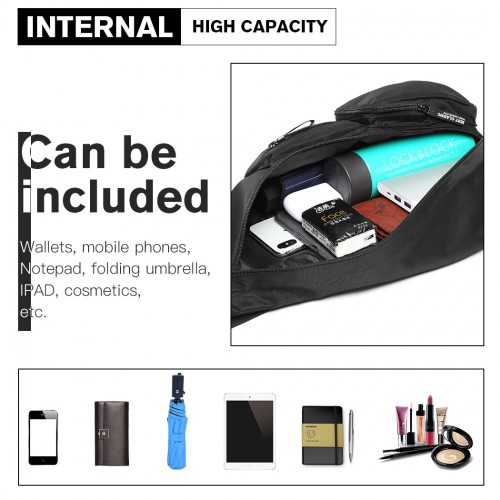 Miss Lulu Casual Single Strap Sling Backpack - Black | Lightweight & Durable