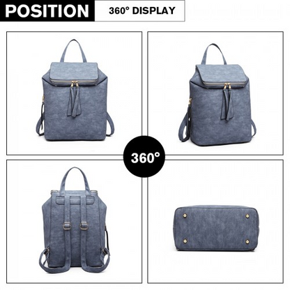 Miss Lulu Expandable Fashion Backpack - Blue | Stylish & Practical for School, Work, or Everyday Use