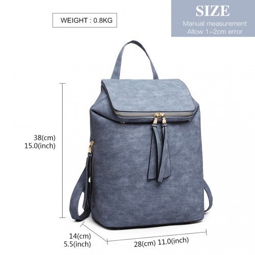 Miss Lulu Expandable Fashion Backpack - Blue | Stylish & Practical for School, Work, or Everyday Use