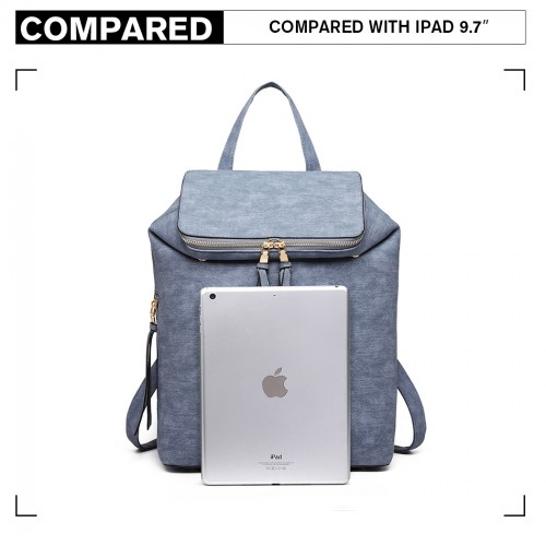 Miss Lulu Expandable Fashion Backpack - Blue | Stylish & Practical for School, Work, or Everyday Use